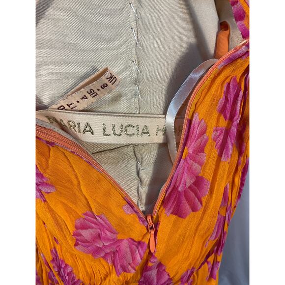 Maria Lucia Hohan 'Matilda' Orange Printed One-Shoulder Gown Size 4 - Picture 6 of 6